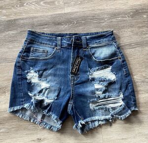 Womens Shorts Denim Frayed Destructed NWT Small